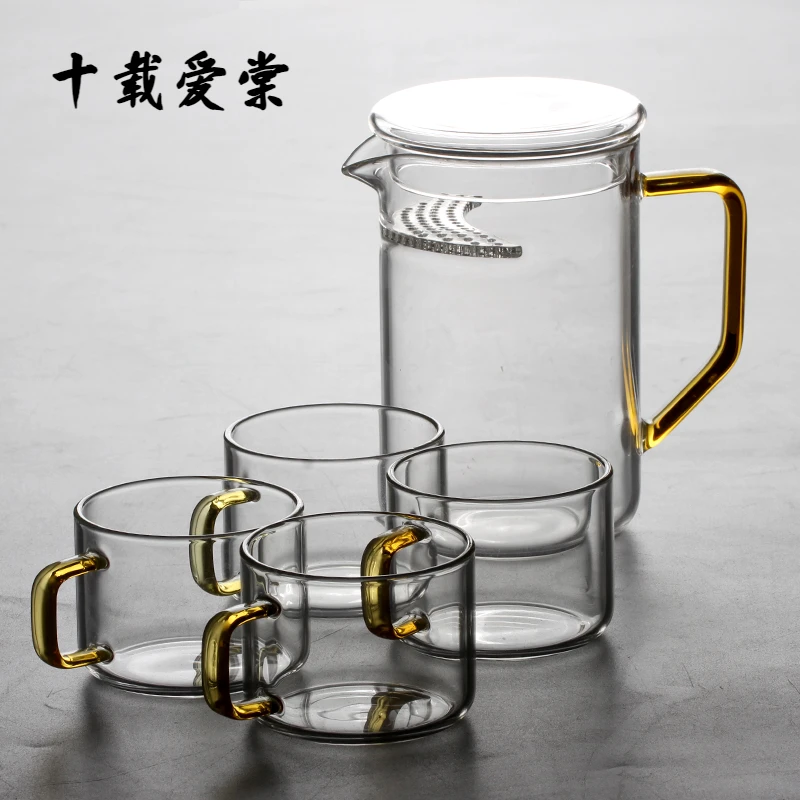 十载爱棠月牙杯玻璃公道杯茶杯子家用过滤泡花绿茶办公室带盖加厚