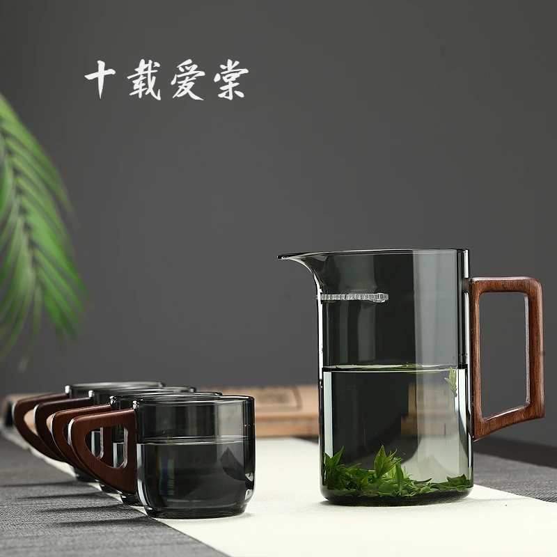 十载爱棠泡茶公道杯月牙过滤水杯髙硼硅玻璃耐高温防爆喝茶公道杯