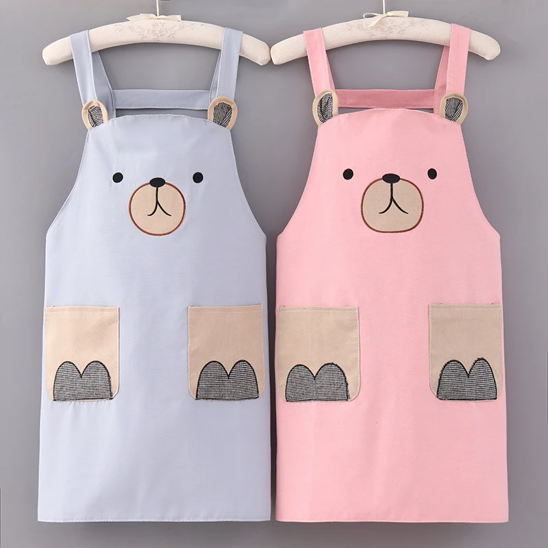 薄款工作服防水洋气可爱时尚韩版无袖成人透气家用网红防污做饭