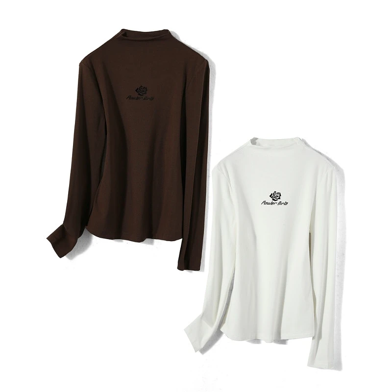 28076【依目系列】玫瑰印花百搭针织打底衫1H813090D