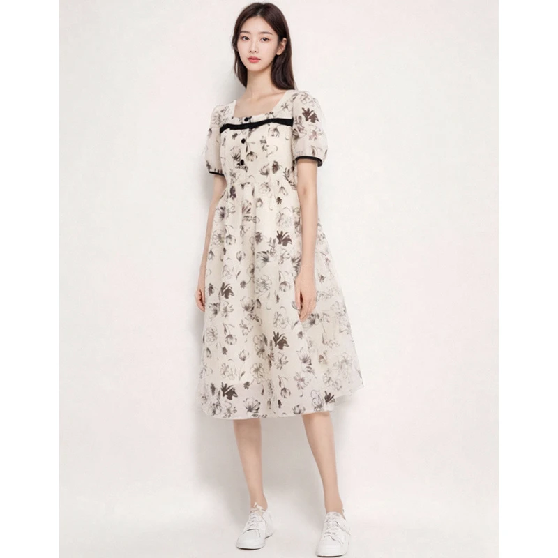 36624【合系列】印花方领连衣裙C21ZL207