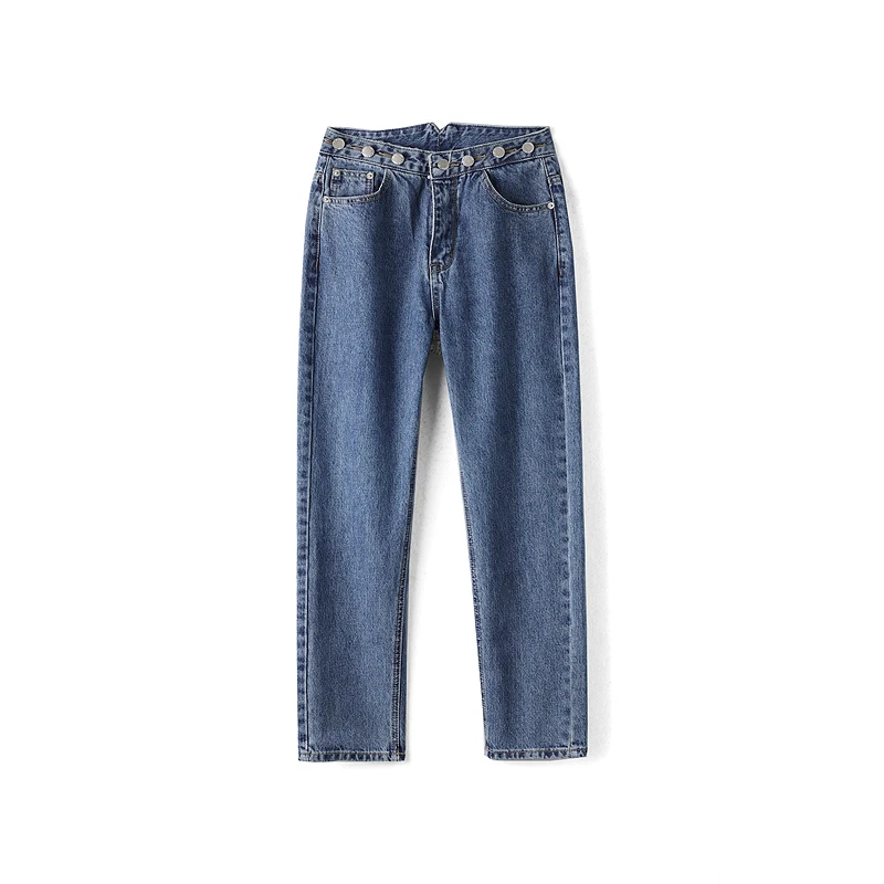 36492【F系列】多扣设计感直筒牛仔裤FZF6055