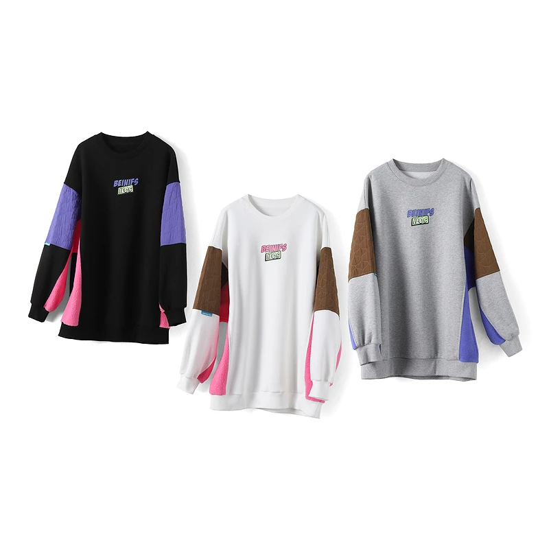 28652【琲系列】加绒撞色拼接卫衣B2SW43063