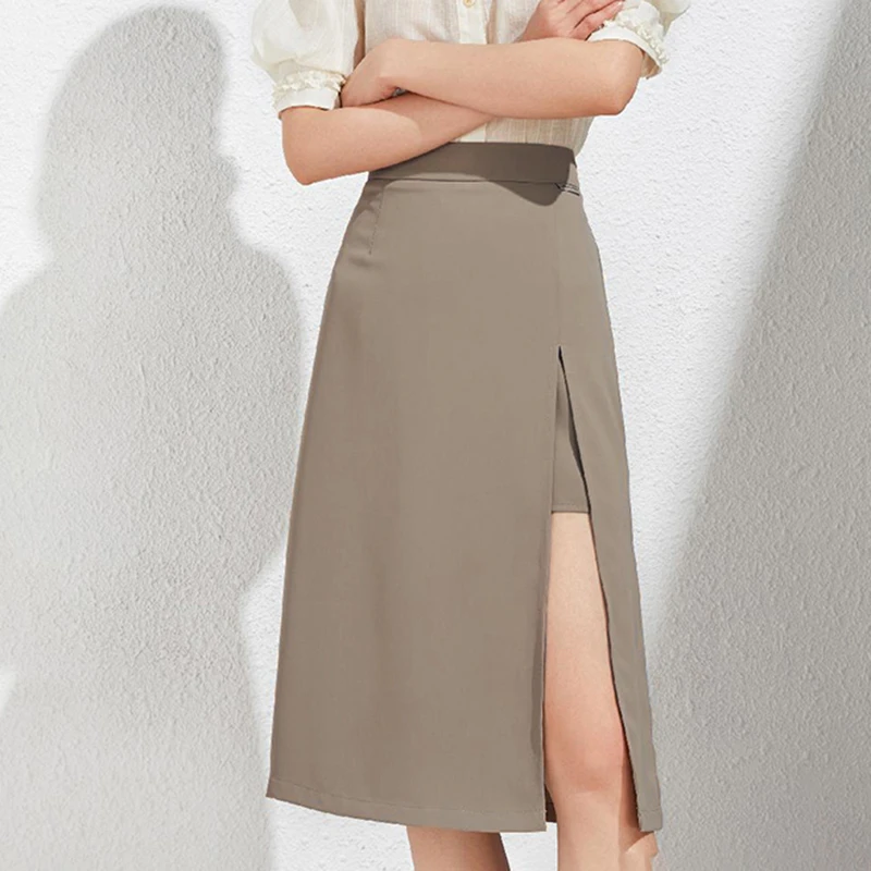 350515【袖系列】开叉设计感修身半身裙23SU05A04112