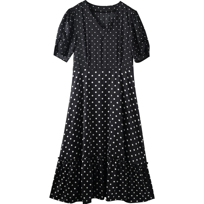 24343【红系列】波点气质显瘦连衣裙X8106