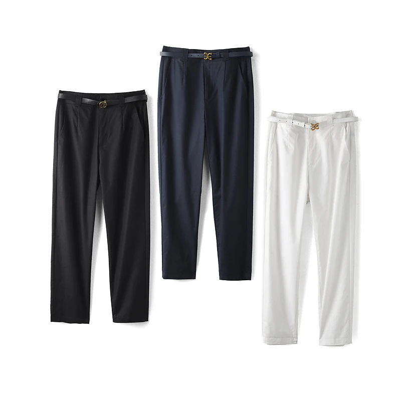 350059【贝系列】高腰休闲通勤哈伦直筒西装裤033K01337