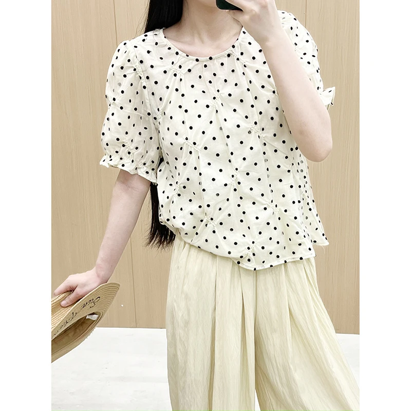 36559【X系列】圆领波点衬衫DL2028