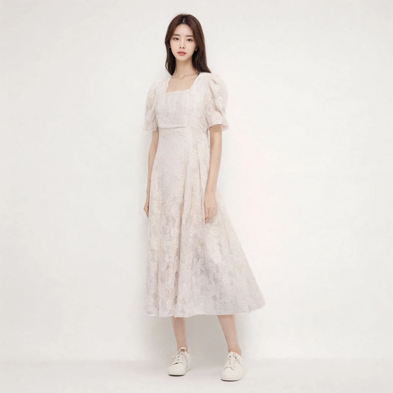 36756【张系列】方领镂空气质连衣裙ZH188107