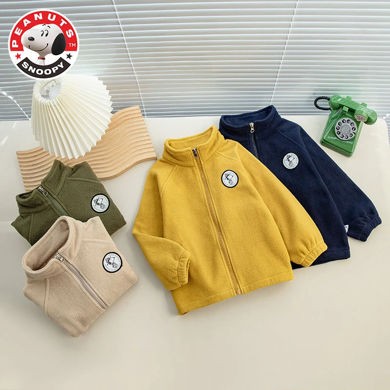 爆款史努比秋季儿童新款时尚百搭叠穿摇粒绒外套外穿加绒儿童保暖