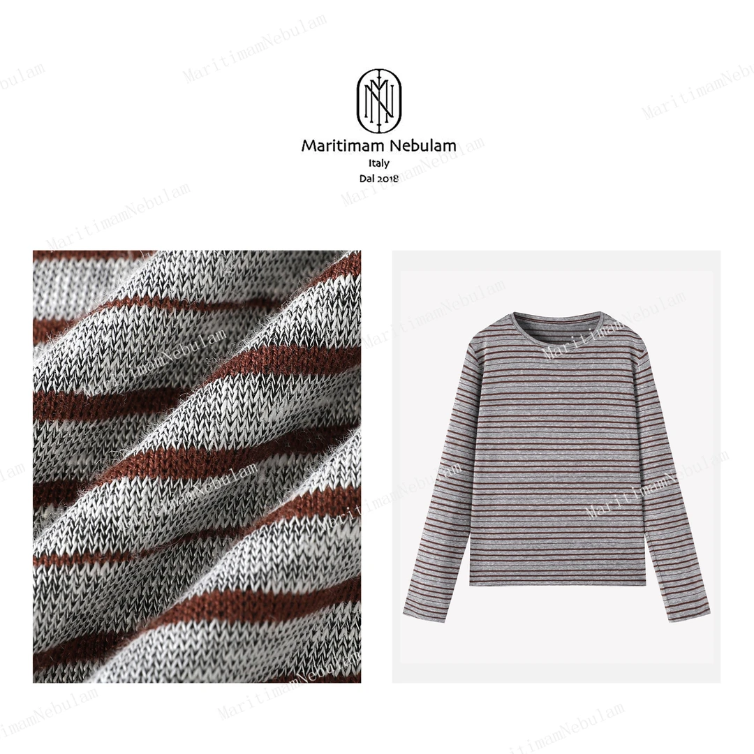 Maritimam Nebulam 【挚爱】复古撞色条纹圆领套头长袖针织衫 SZ444