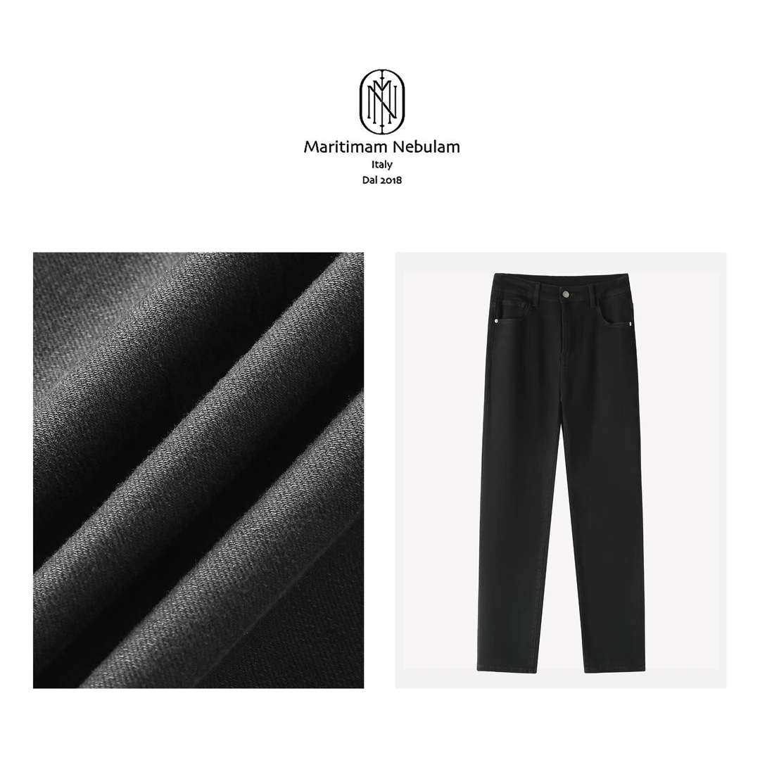 Maritimam Nebulam 【丝滑黑巧】黑色直筒牛仔裤 XZ263/XZ271