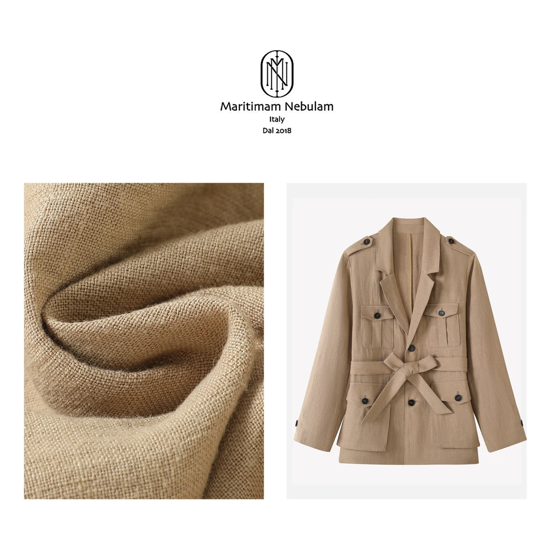 Maritimam Nebulam 新款肌理亚麻两穿老钱气质轻奢西装风衣 SZ486