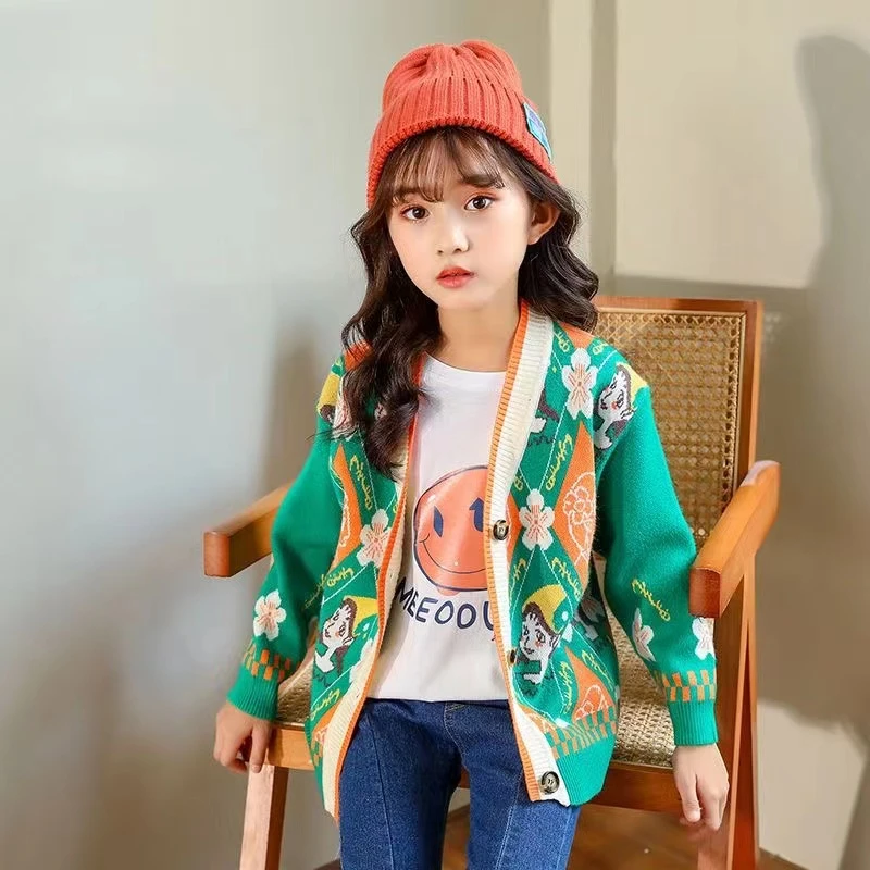 女童毛衣秋冬针织衫开衫2025新款洋气儿童中小童女孩外套上衣