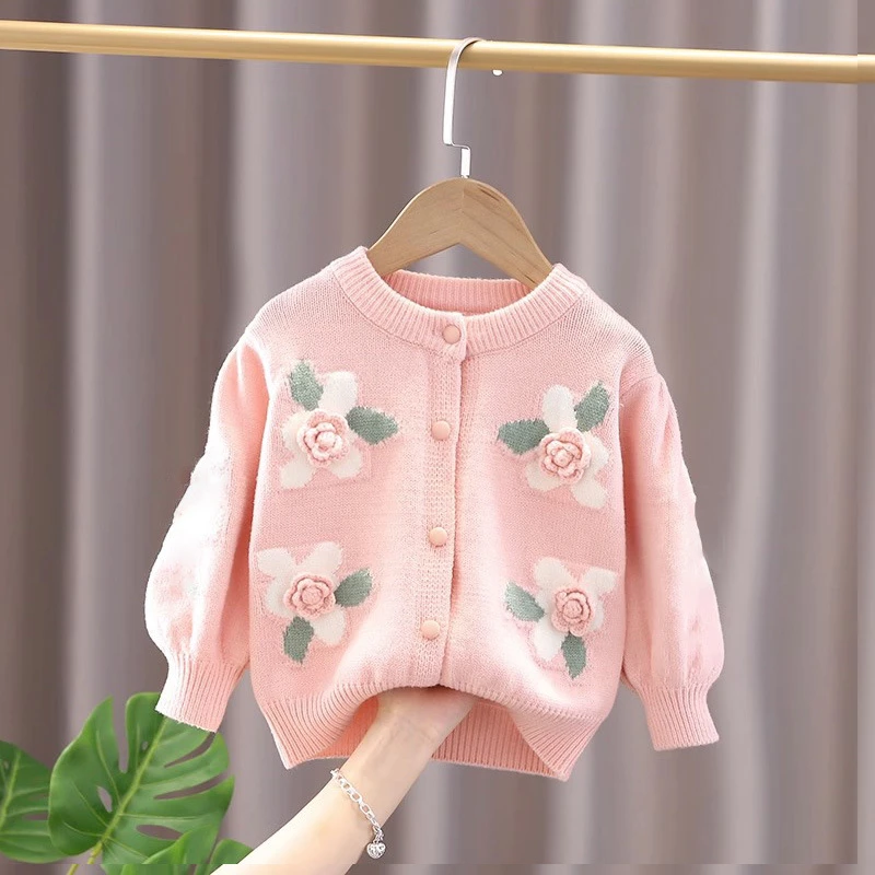 女童秋装婴儿衣服2025新款女宝宝外套春秋款针织毛衣开衫洋气童装