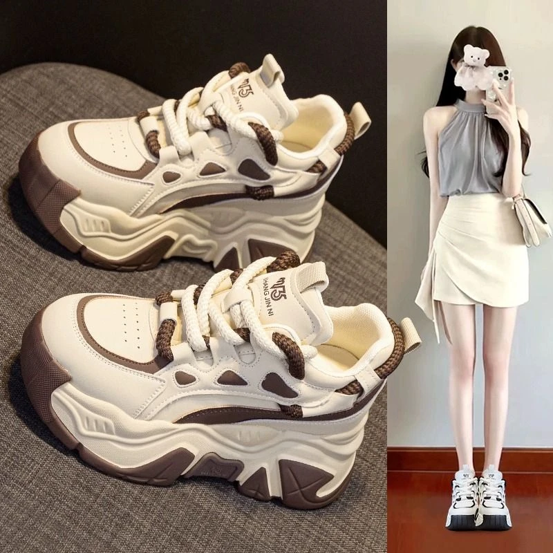 红蜻蜓牌增高老爹鞋女2023秋冬新款加绒爆款小个子超轻休闲运动鞋