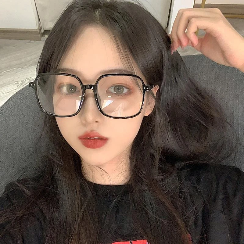 ins大框显瘦平光镜女网红黑框大脸素颜眼镜防辐射配近视眼镜架男