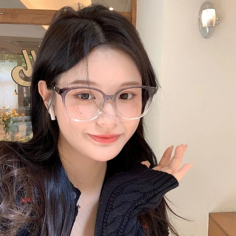 素颜大粗框韩国个性渐变灰防蓝光护眼平光镜女百搭显脸小眼镜架男