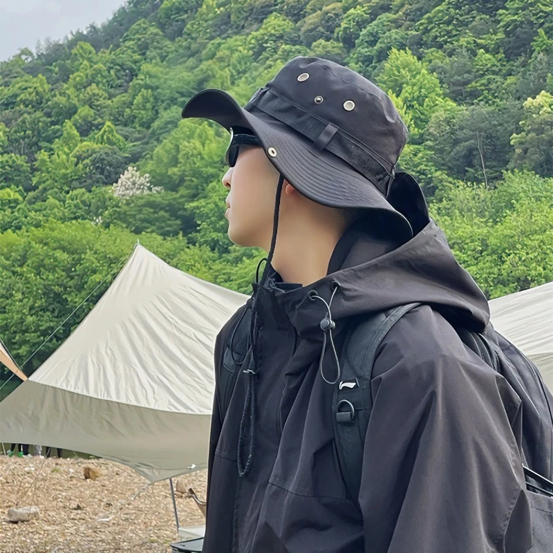 登山露营渔夫帽男款帽子遮阳牛仔帽户外爬山防晒遮阳帽男士登山帽
