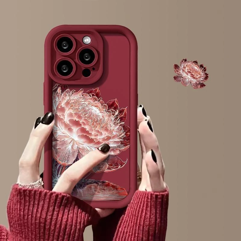 水晶莲花 适用苹果15promax手机壳新款iphone14pro硅胶13全包软壳