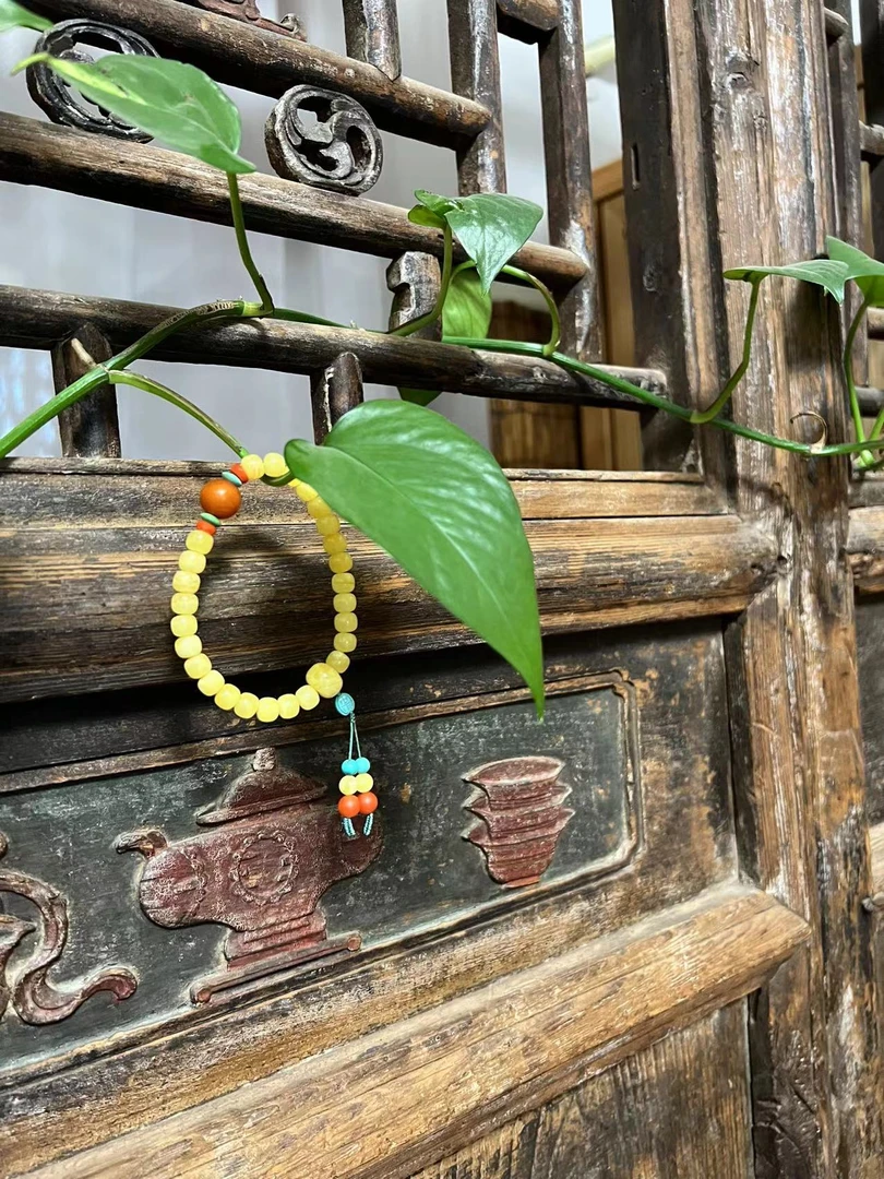 非金属珐琅手链 请喝茶分享主播同款黄色单圈手串