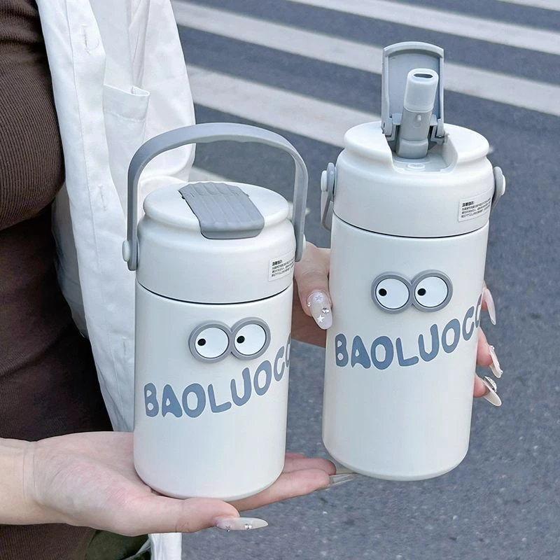 高颜茶水分离保温杯316不锈钢女新款水杯便携可爱学生网红吸管杯