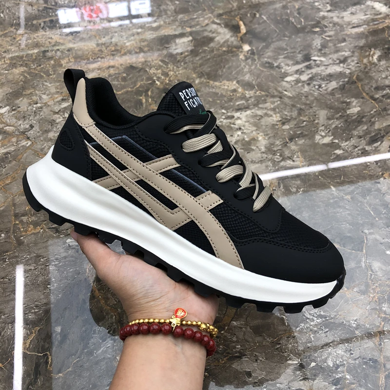 鞋子男秋冬新款皮面男士休闲运动鞋简约舒适百搭潮流时尚跑步男鞋