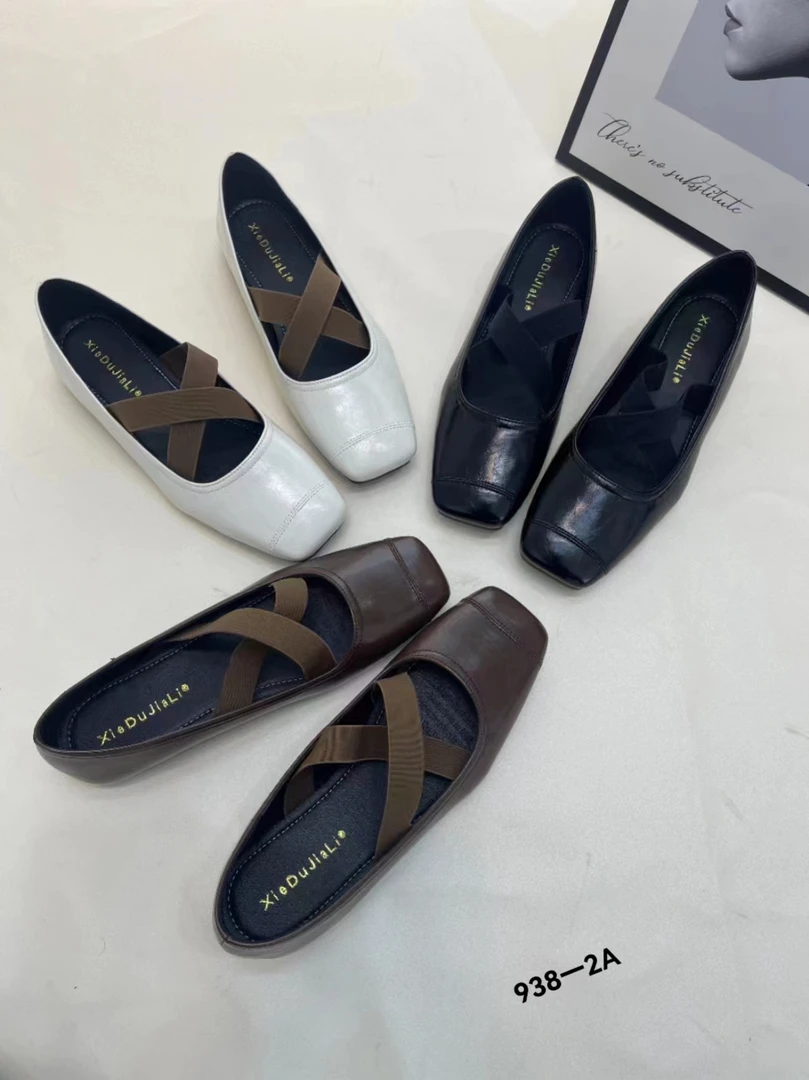 938-2A 方头浅口芭蕾舞交叉带玛丽珍复古奶奶鞋软面软底瓢鞋