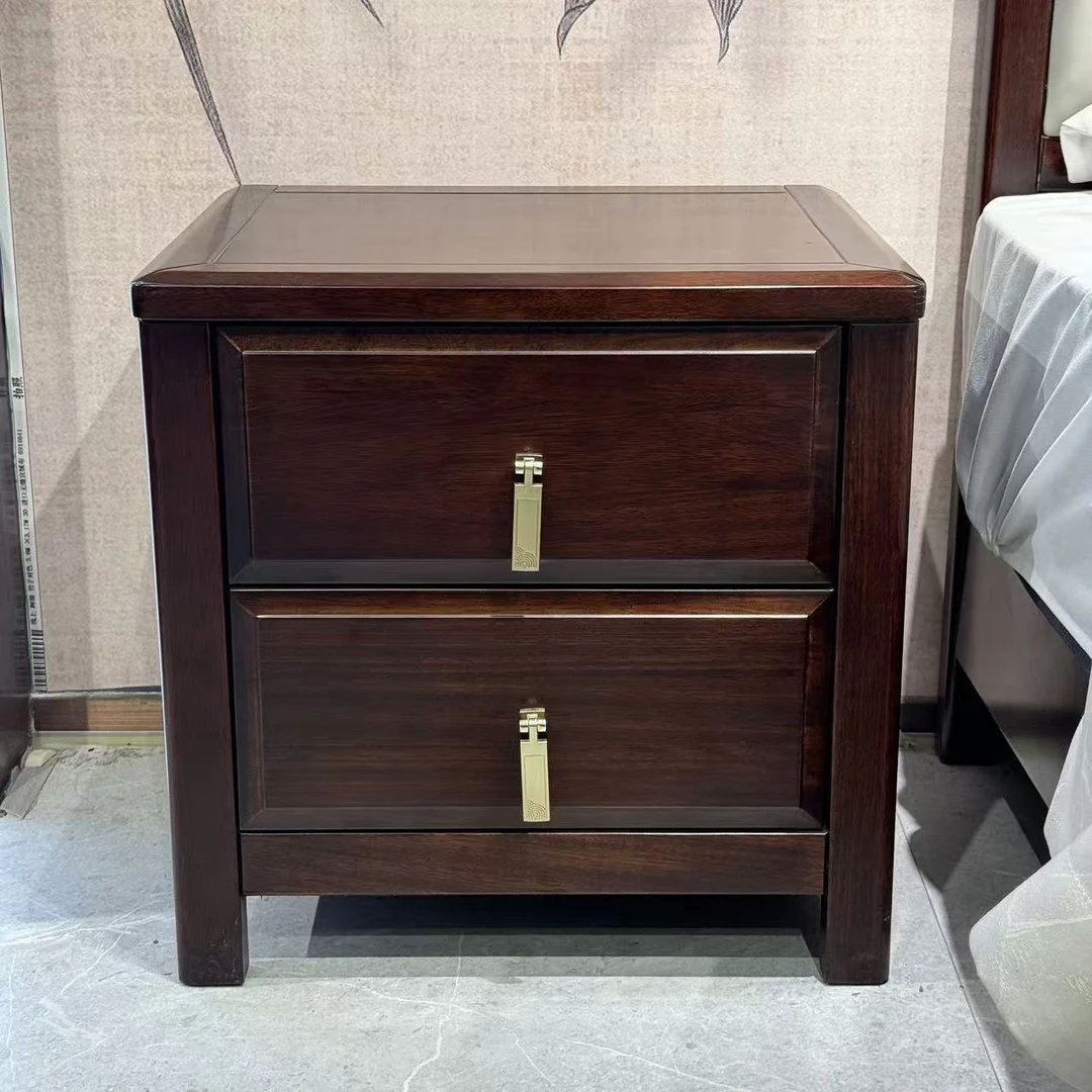 新中式乌金木实木床头柜双抽床头柜简约实用全实木床头柜储物柜