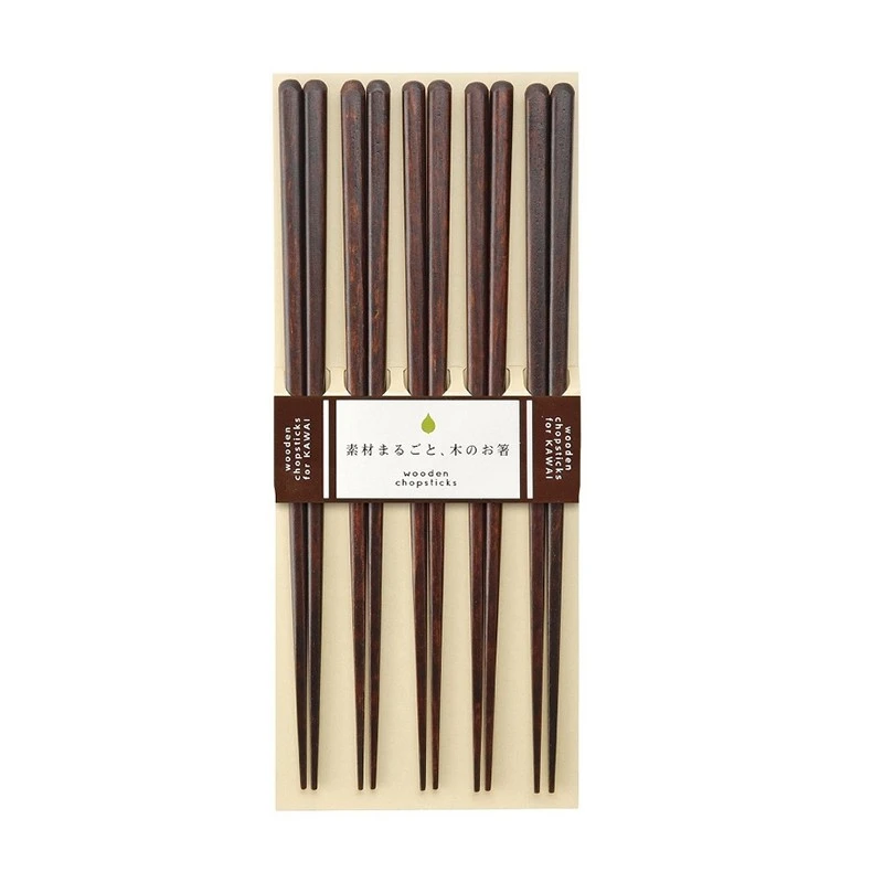 日本原装进口kawai高端天然木筷子日式尖头防滑五双家庭装洗碗机