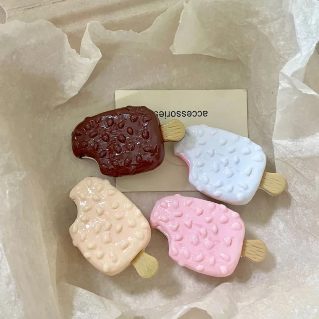 脆皮冰棒发夹可爱趣味冰淇淋发卡鸭嘴夹搞怪仿真发饰侧边夹刘海夹