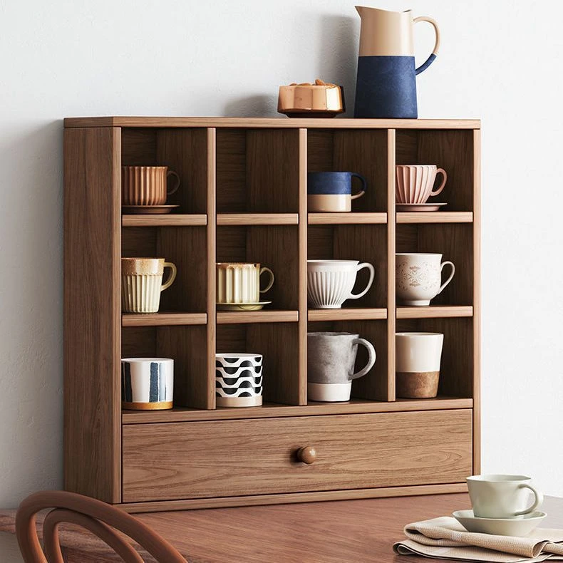 格子铺展示架杯架多宝阁茶室茶具茶杯摆件收纳架子木质隔板置物架