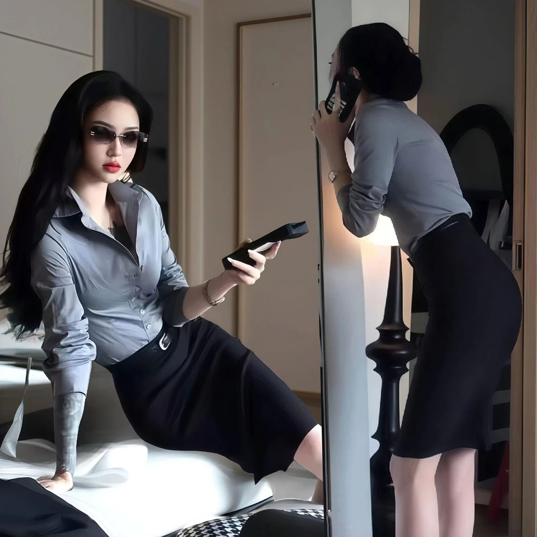 御姐轻熟风高级感通勤灰色衬衫女装秋季新款修身显瘦职业套装气质