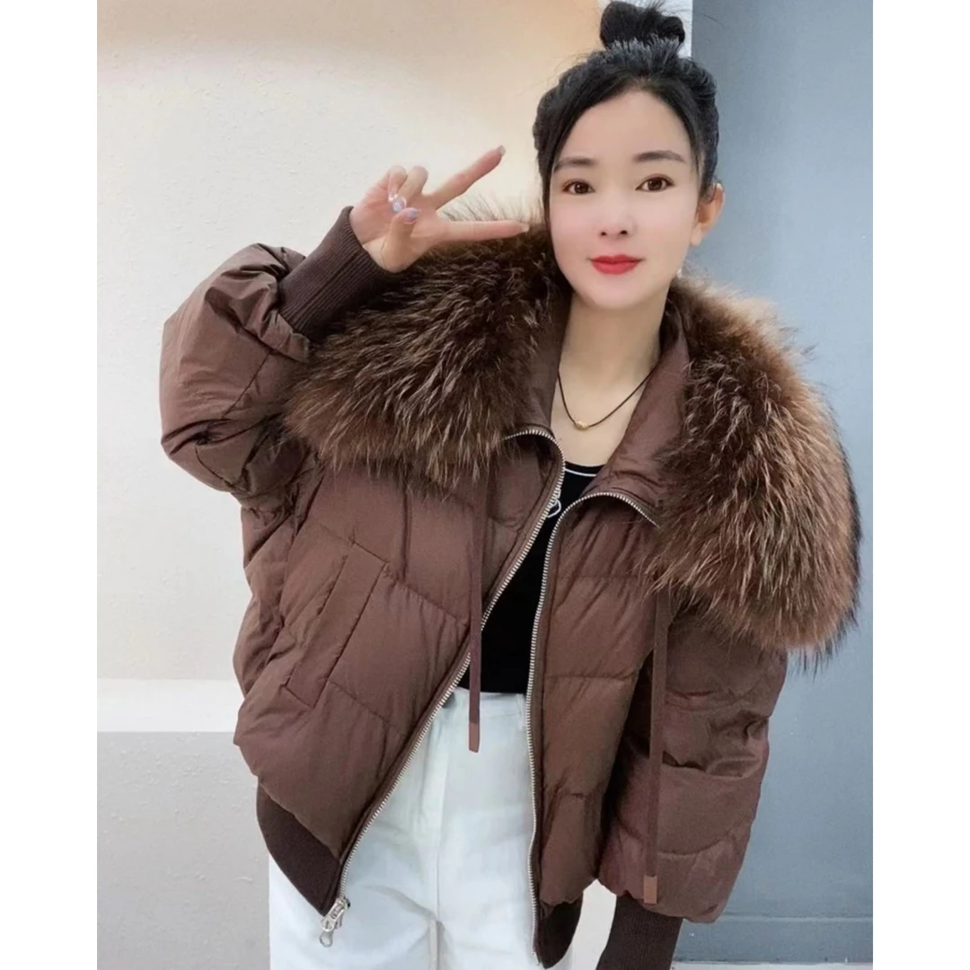鹅绒服时尚韩版大毛领保暖加厚女士短款气质冬季百搭宽松网红显瘦