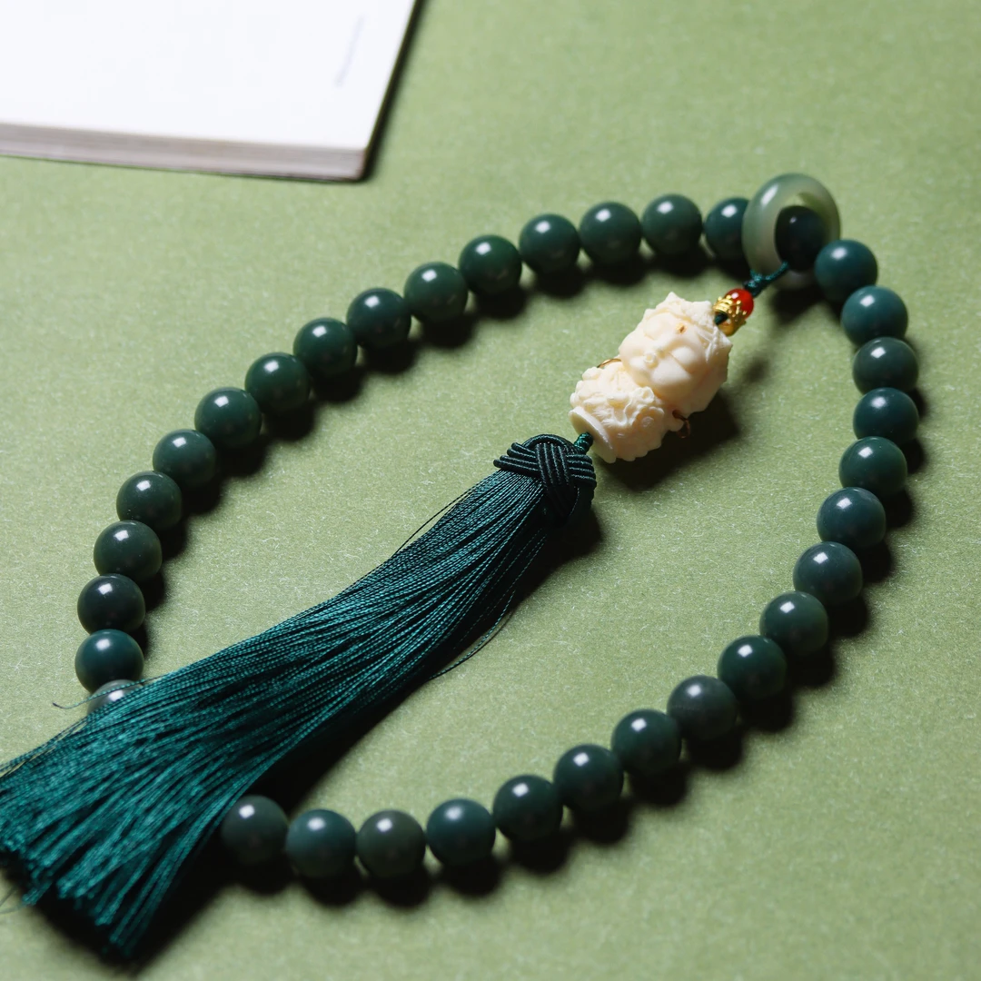 阴皮菩提根手持手串搭配度母大流苏文玩好物｛盘玩袋｝