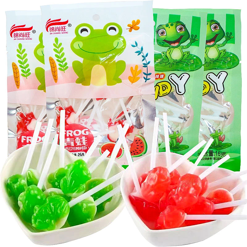 锦尚旺青蛙水果味棒棒糖16克每包8090童年怀旧零食小时候校园食品