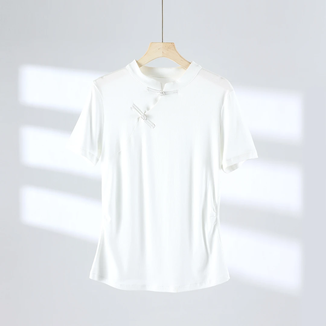 【北总严选】新中式国风短袖上海滩民族女性潮流t恤洋气斜扣S24S119