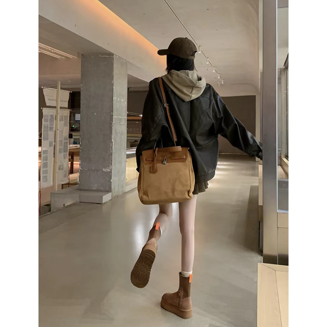 桑坡雪地靴_皮毛一体弹力布厚秋冬薄底雪地靴真毛2024新款加厚