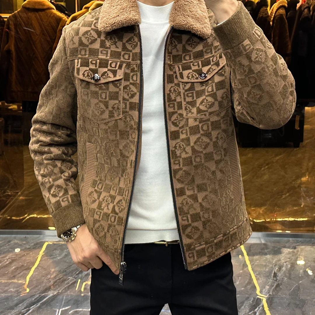 【素诚服装】2024男士秋冬季简约时尚百搭修身翻领休闲针织羽绒服