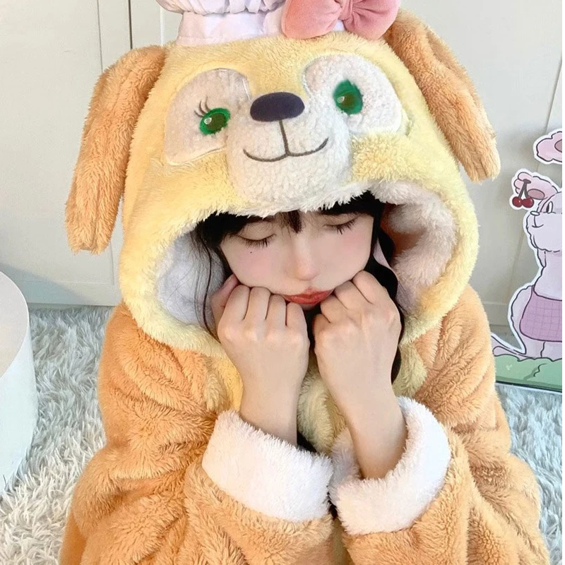 【小云总专享】冬款加厚连帽可爱女生软萌厨师狗睡袍卡通保暖套装