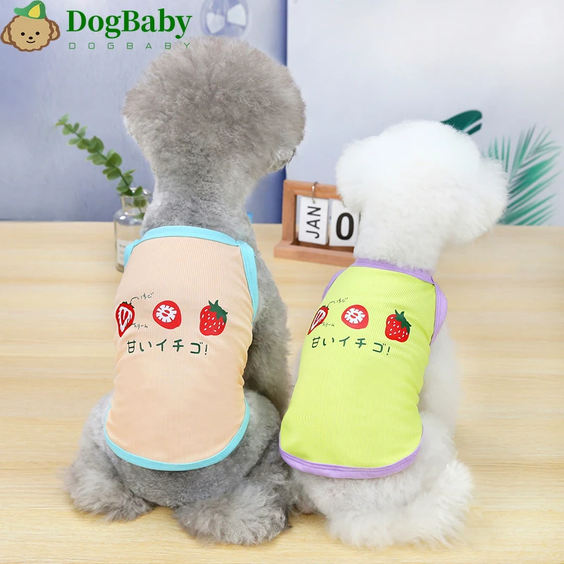 小狗狗衣服夏季薄款可爱背心泰迪比熊小型犬宠物春夏装草莓吊带裙