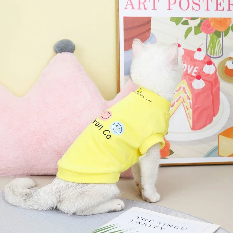 猫咪衣服秋冬装新款微笑打底衫英短蓝猫小猫宠物冬季可爱加绒服装