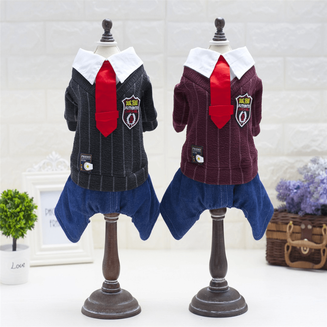 DADAGOU/哒哒狗狗狗衣服秋冬装泰迪比熊保暖学院风四腿裤B