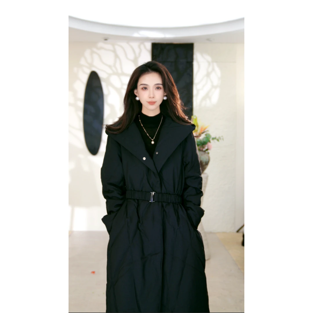 玛丝菲尔冬季新款女款时尚百搭休闲保暖黑色女士羽绒服T1EG4720Y