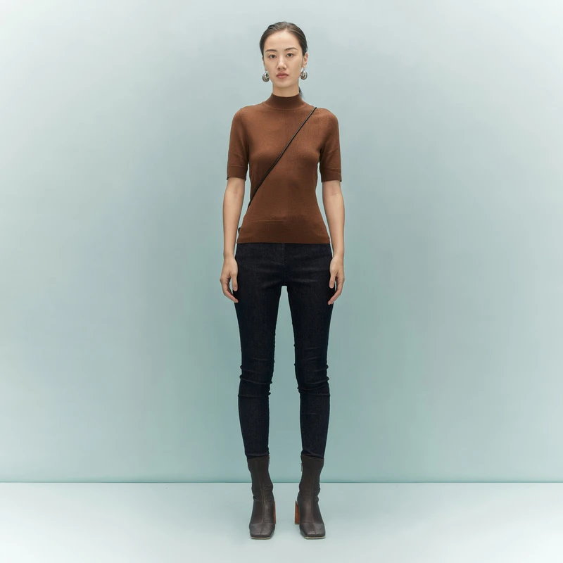 【米儿精选】ZHUCHONGYUN简约百搭简约收脚显瘦时尚牛仔裤C1BW35255