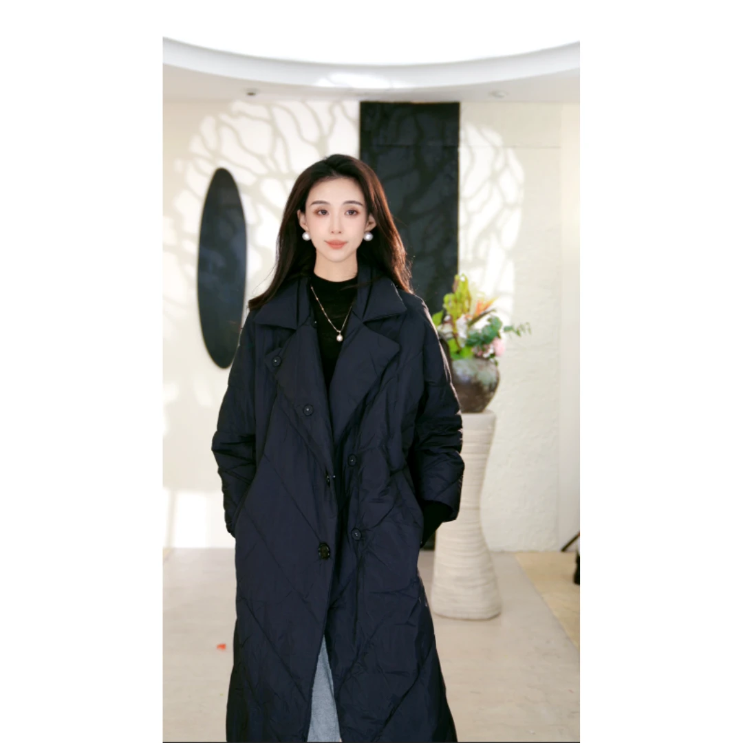 玛丝菲尔冬季新款女款时尚百搭休闲保暖黑色羽绒服T1EG4012Y