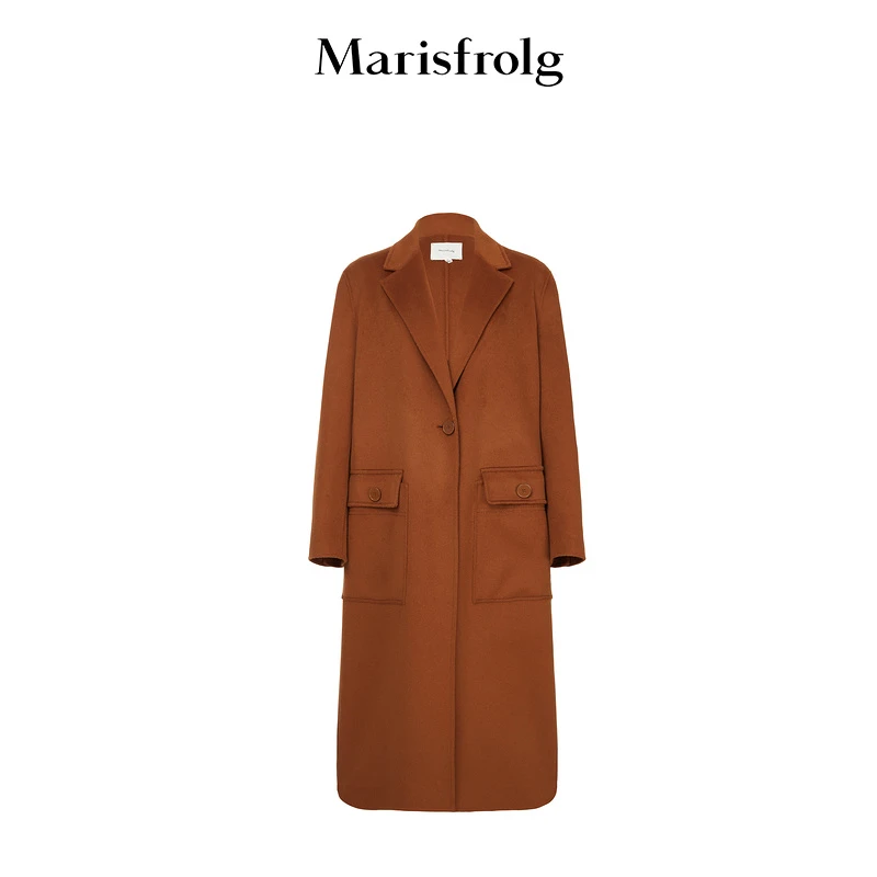 Marisfrolg玛丝菲尔气质中长款翻领设计师轻奢毛呢外套A1CX4265D
