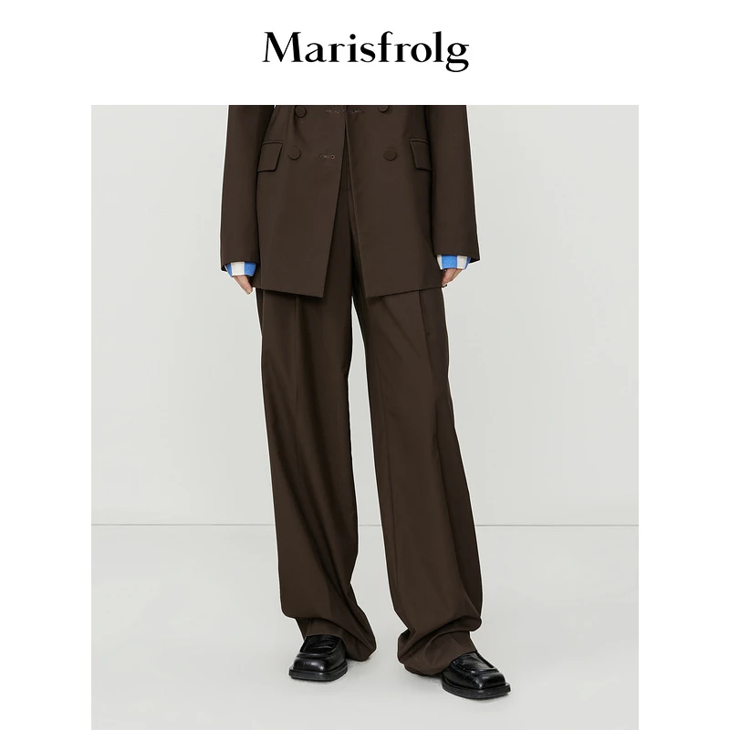 Marisfrolg玛丝菲尔时尚宽松垂感直筒设计师休闲裤A1CX34495