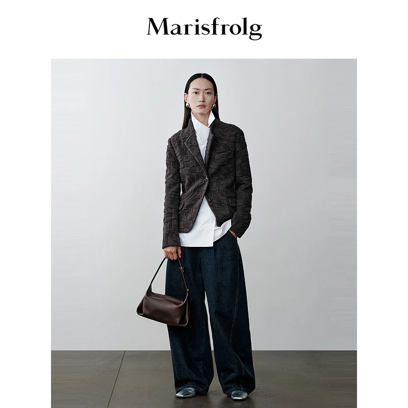 Marisfrolg/玛丝菲尔【量感外套】时尚短款秋冬格纹外套ACEG40518