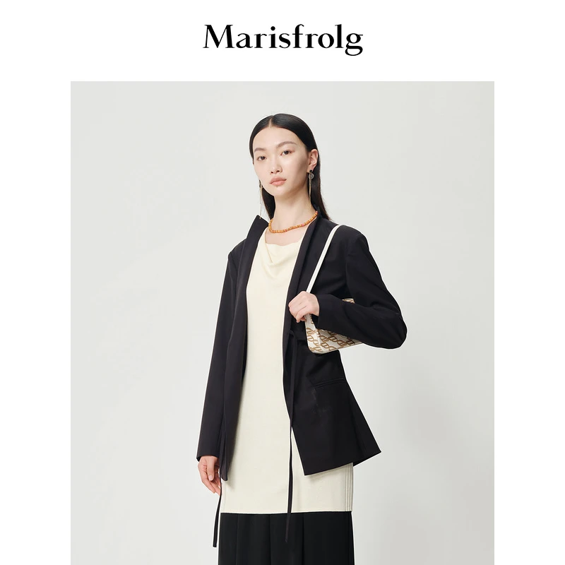 【时尚潮流系列】玛丝菲尔西服秋黑新中式通勤外套女西装ACCX30413