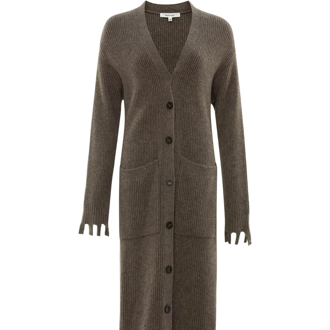 【冬姐精选】ZHUCHONGYUN田园咖牦牛绒宽松柔软V领剪边毛O2针织衫